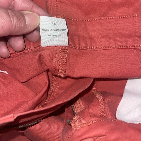 Womens Time & Tru Size 14 Relaxed Straight Leg High Rise Coral Belt Trouser - Picture 11 of 13